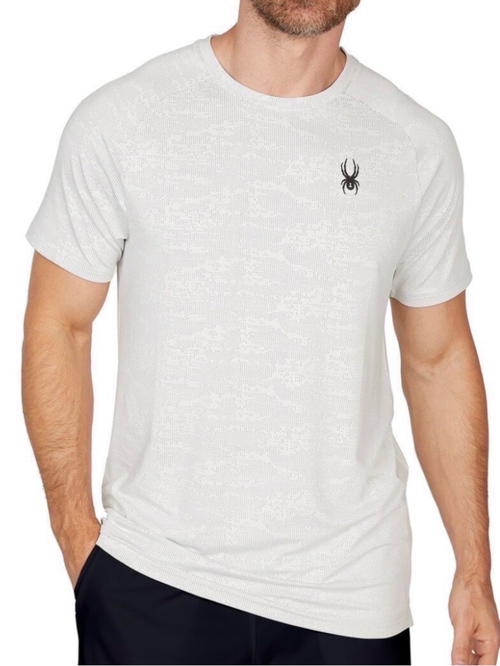2XL Spyder men's light grey micro-mesh activewear tee. EUC.
